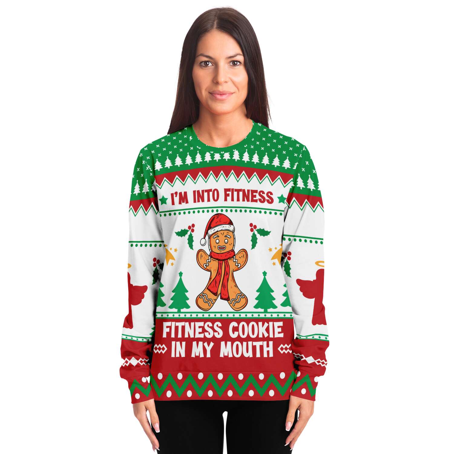 I Am Into Fitness, Fitness Cookie In My Mouth Gingerbread Ugly Christmas Sweater-grizzshop