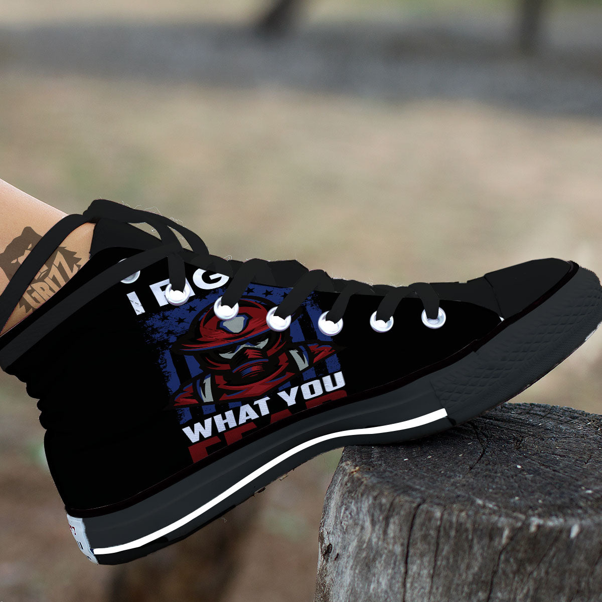 I Fight What You Fear Firefighter Print Black High Top Shoes-grizzshop