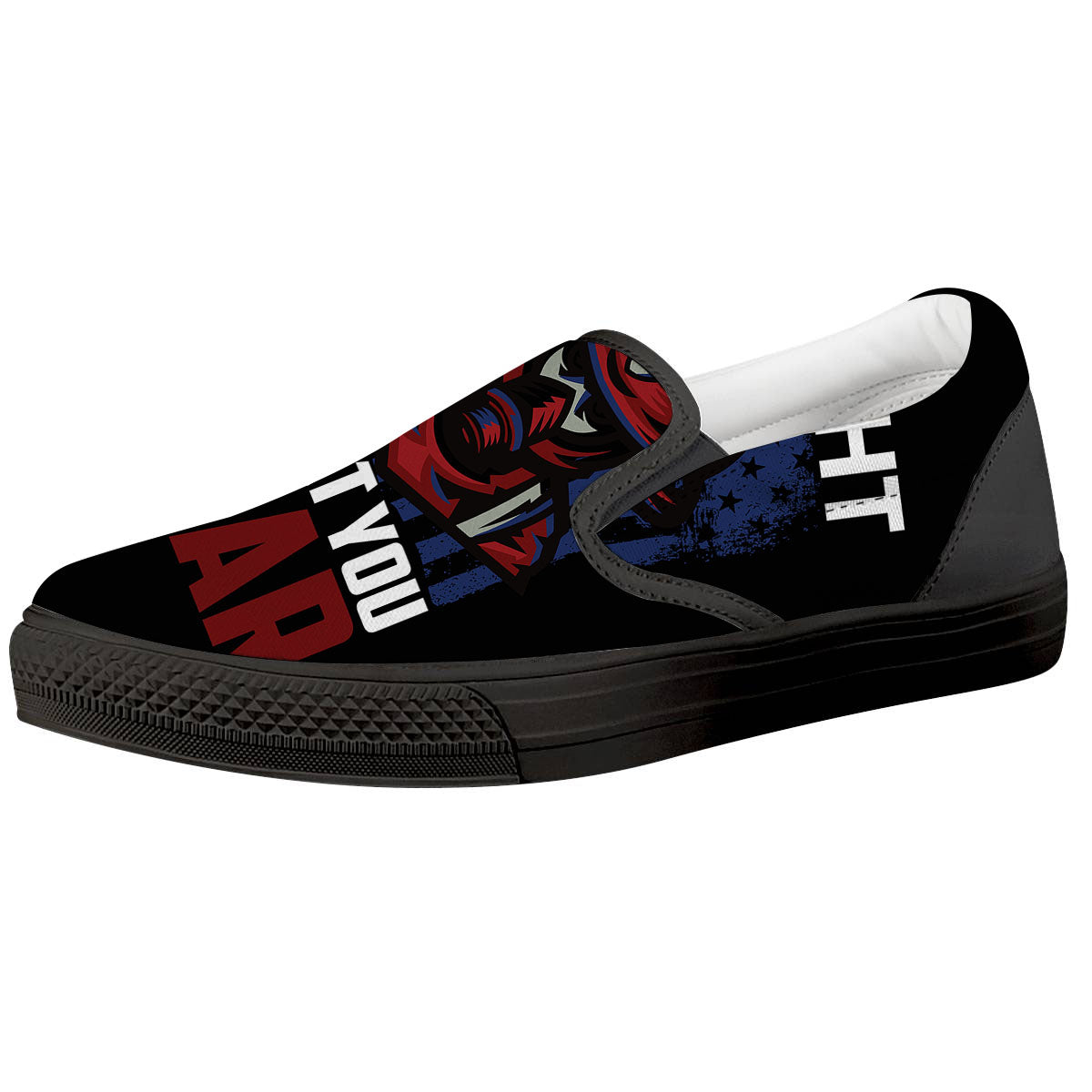 I Fight What You Fear Firefighter Print Black Slip On Shoes-grizzshop