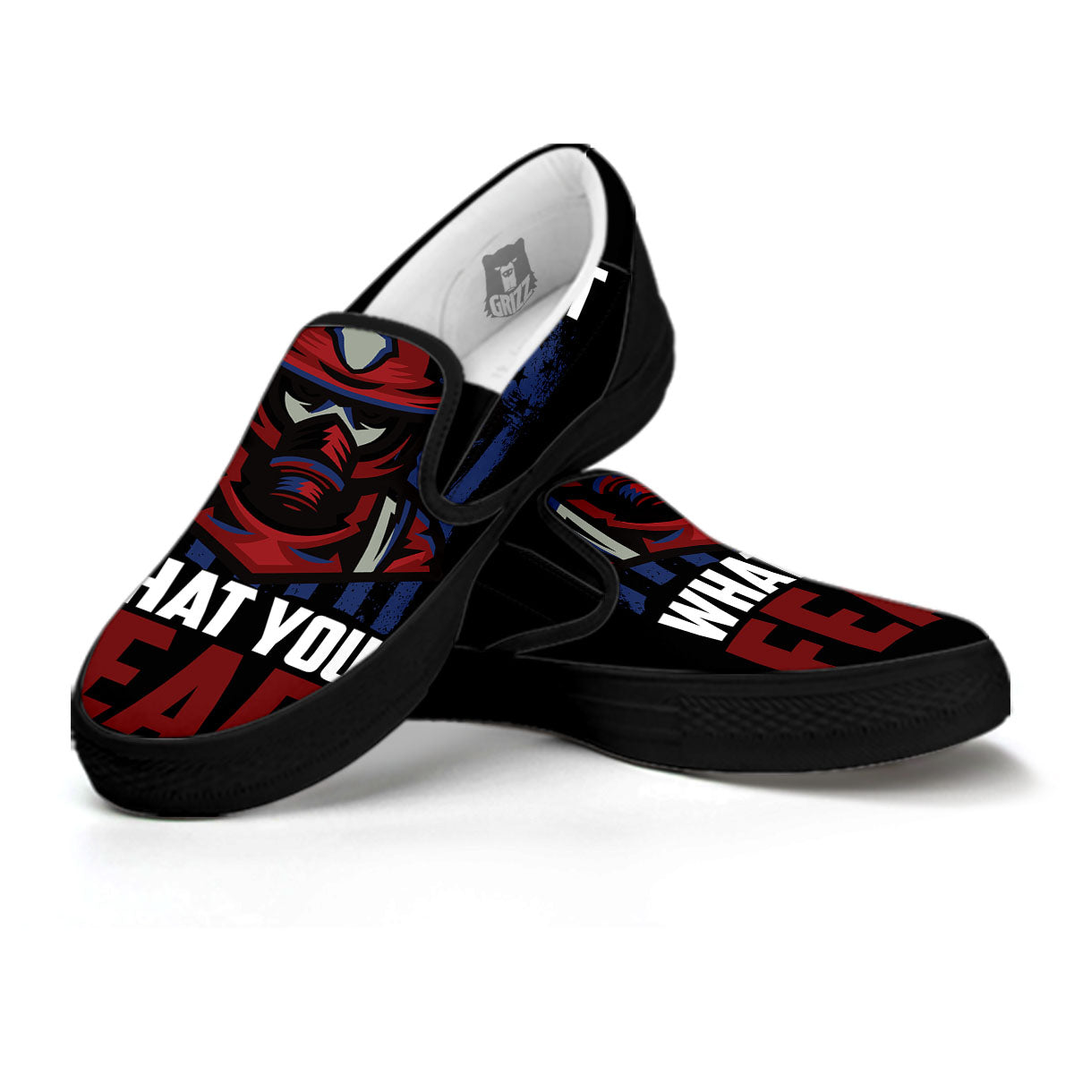 I Fight What You Fear Firefighter Print Black Slip On Shoes-grizzshop