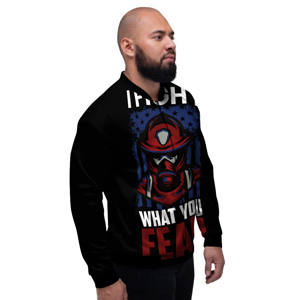 I Fight What You Fear Firefighter Print Men's Bomber Jacket-grizzshop