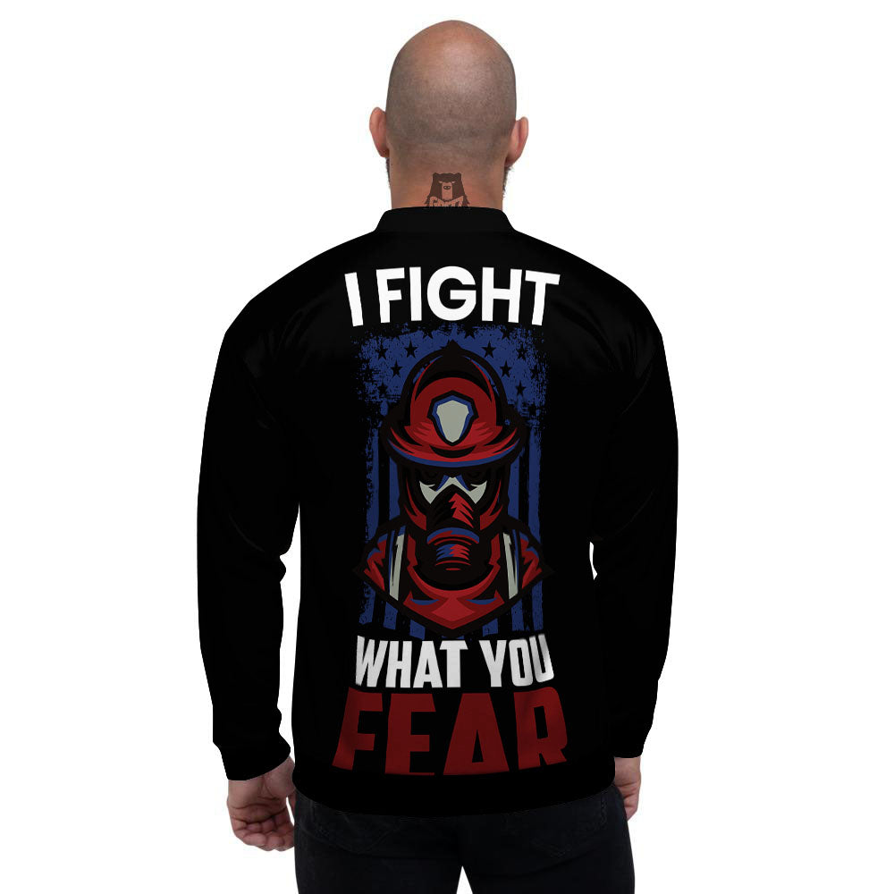 I Fight What You Fear Firefighter Print Men's Bomber Jacket-grizzshop