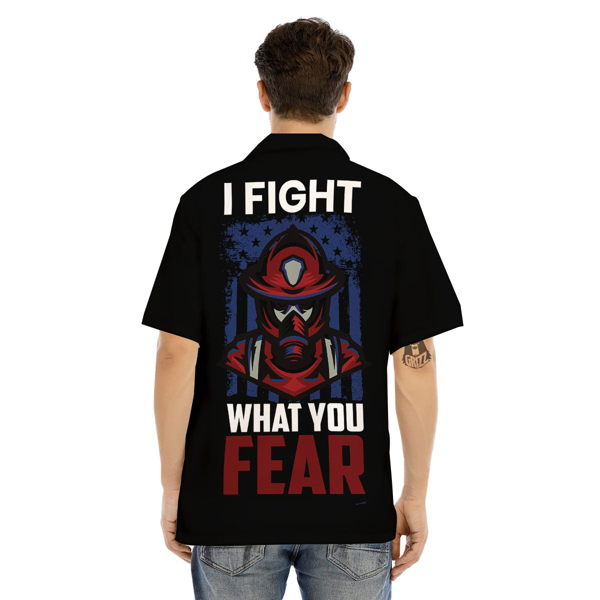I Fight What You Fear Firefighter Print Men's Hawaiian Shirt-grizzshop