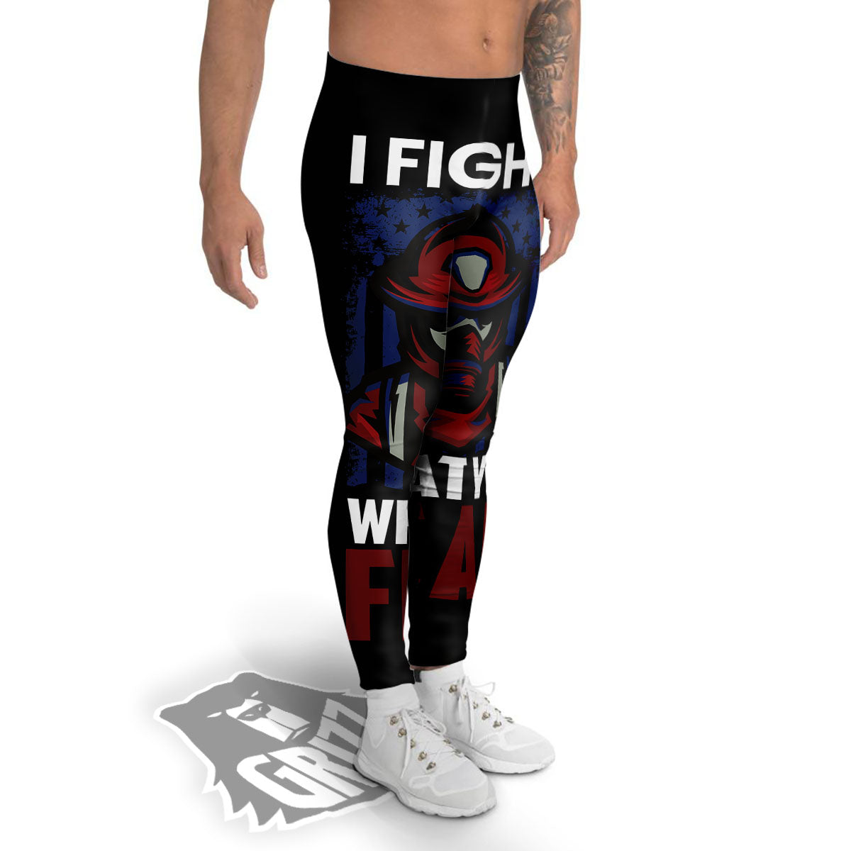 I Fight What You Fear Firefighter Print Men's Leggings-grizzshop