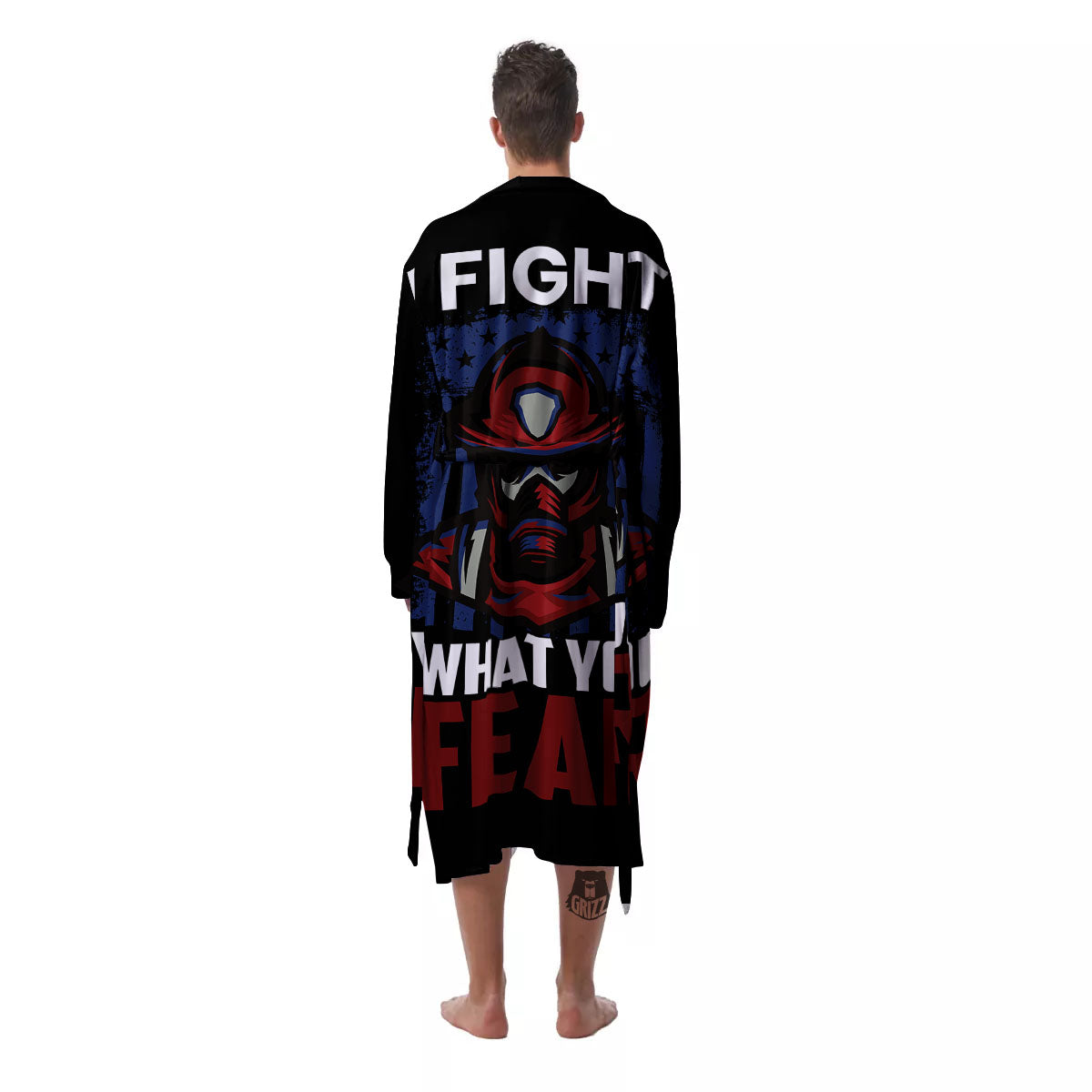I Fight What You Fear Firefighter Print Men's Robe-grizzshop