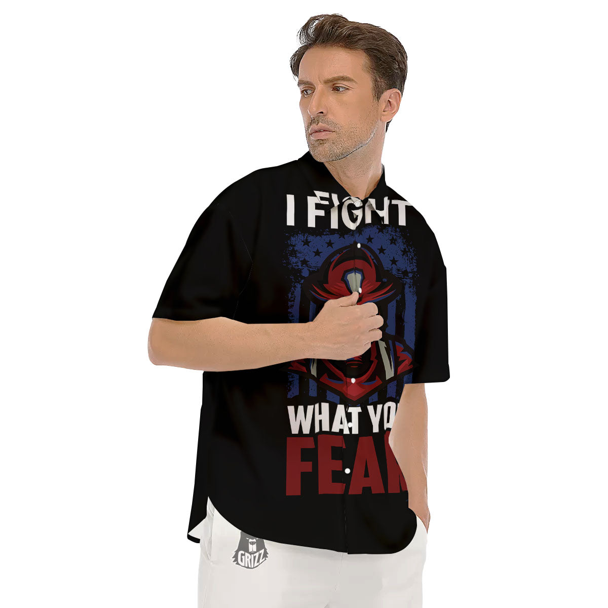 I Fight What You Fear Firefighter Print Men's Short Sleeve Shirts-grizzshop