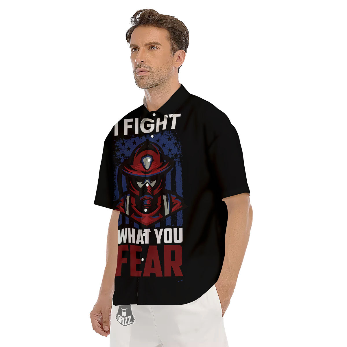 I Fight What You Fear Firefighter Print Men's Short Sleeve Shirts-grizzshop