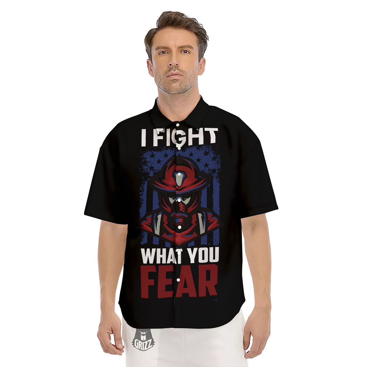 I Fight What You Fear Firefighter Print Men's Short Sleeve Shirts-grizzshop