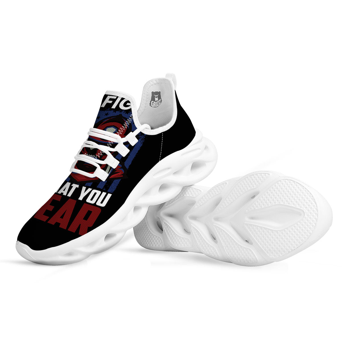 I Fight What You Fear Firefighter Print White Running Shoes-grizzshop