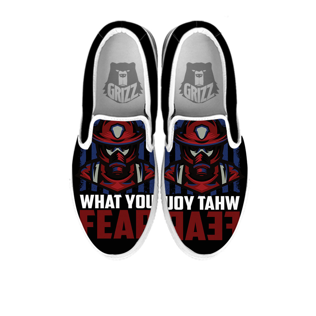 I Fight What You Fear Firefighter Print White Slip On Shoes-grizzshop