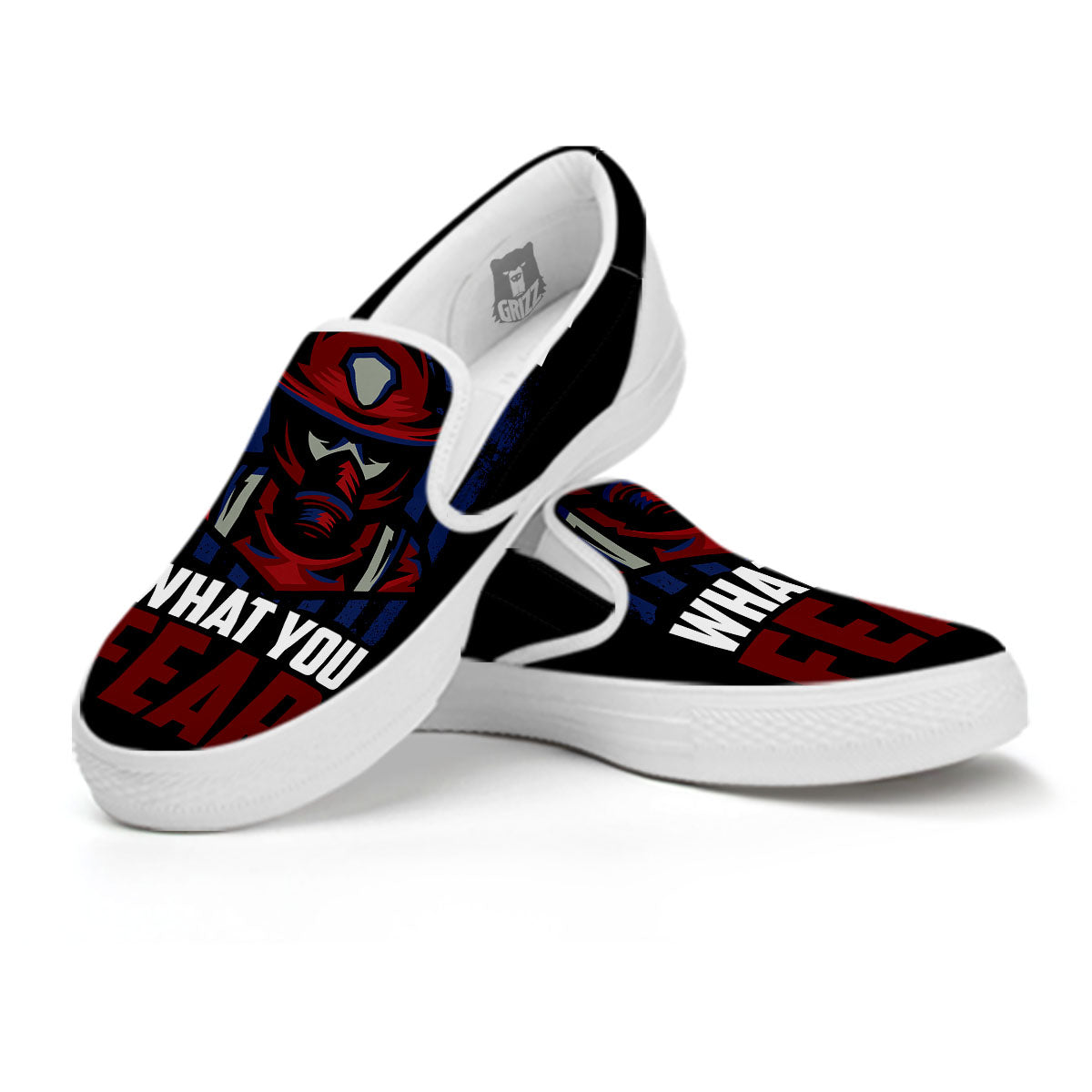 I Fight What You Fear Firefighter Print White Slip On Shoes-grizzshop