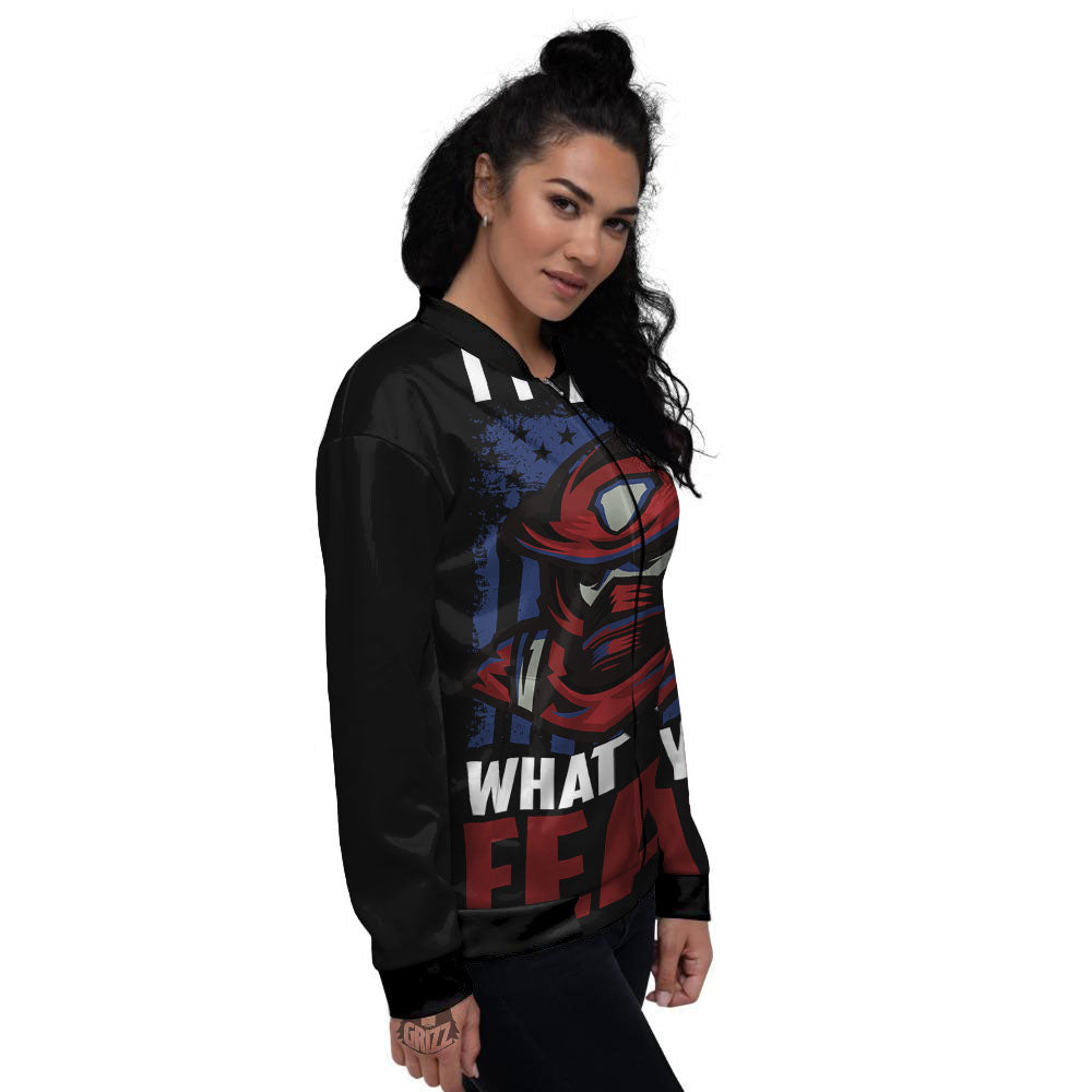 I Fight What You Fear Firefighter Print Women's Bomber Jacket-grizzshop