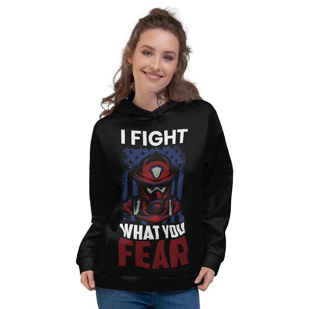 I Fight What You Fear Firefighter Print Women's Hoodie-grizzshop