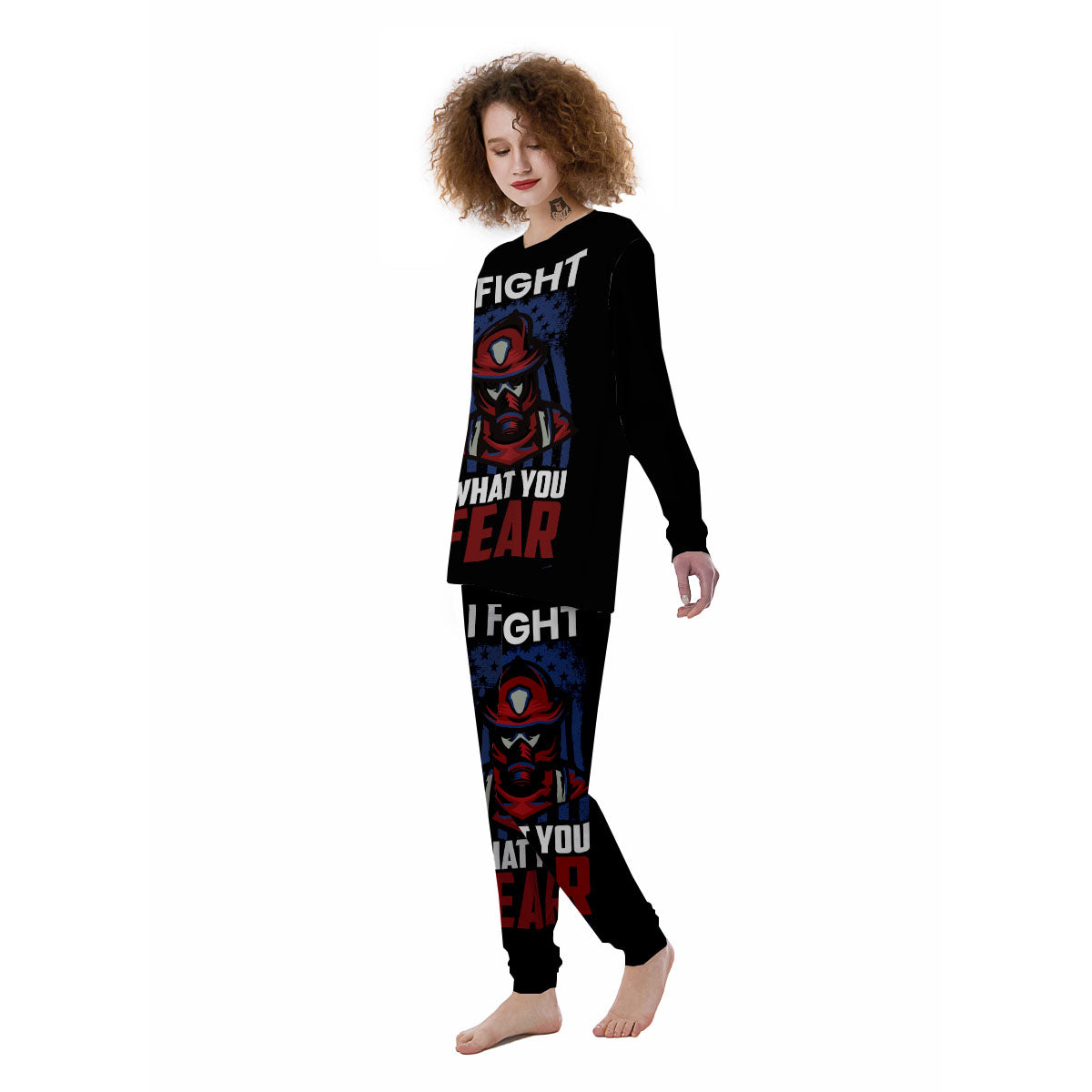 I Fight What You Fear Firefighter Print Women's Pajamas-grizzshop