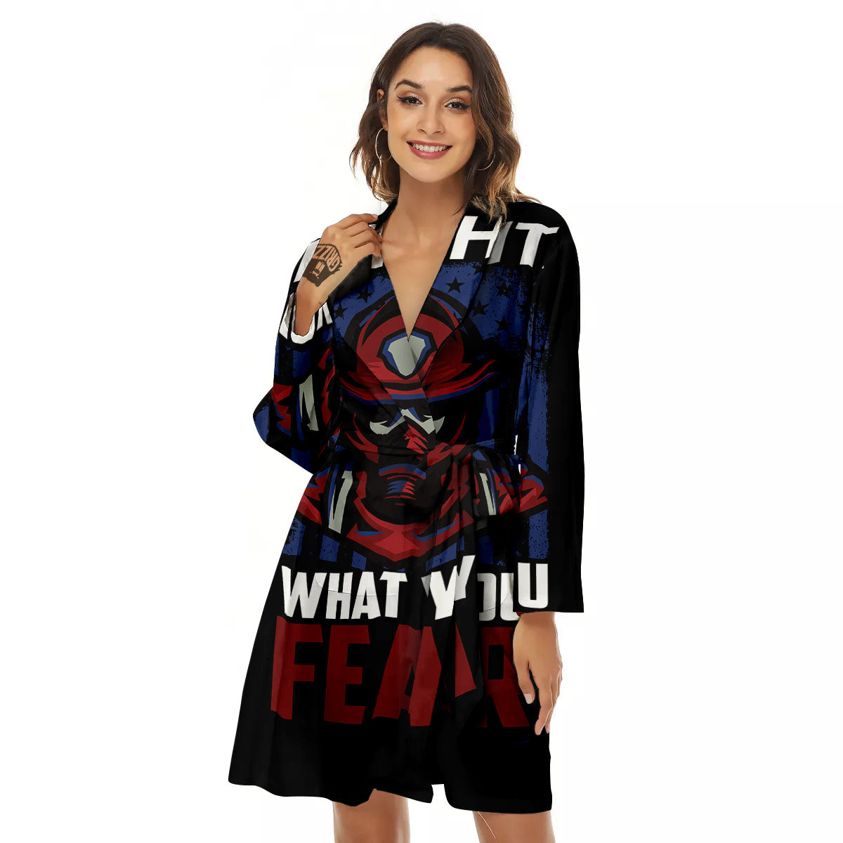I Fight What You Fear Firefighter Print Women's Robe-grizzshop