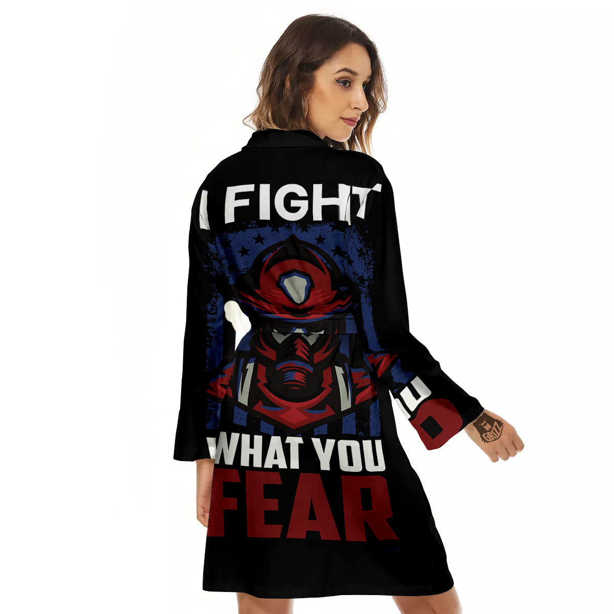 I Fight What You Fear Firefighter Print Women's Robe-grizzshop