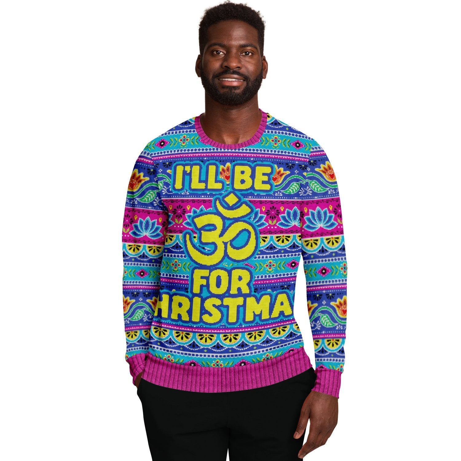 I Will Be For Christmas Om Sign Ugly Christmas Sweater-grizzshop