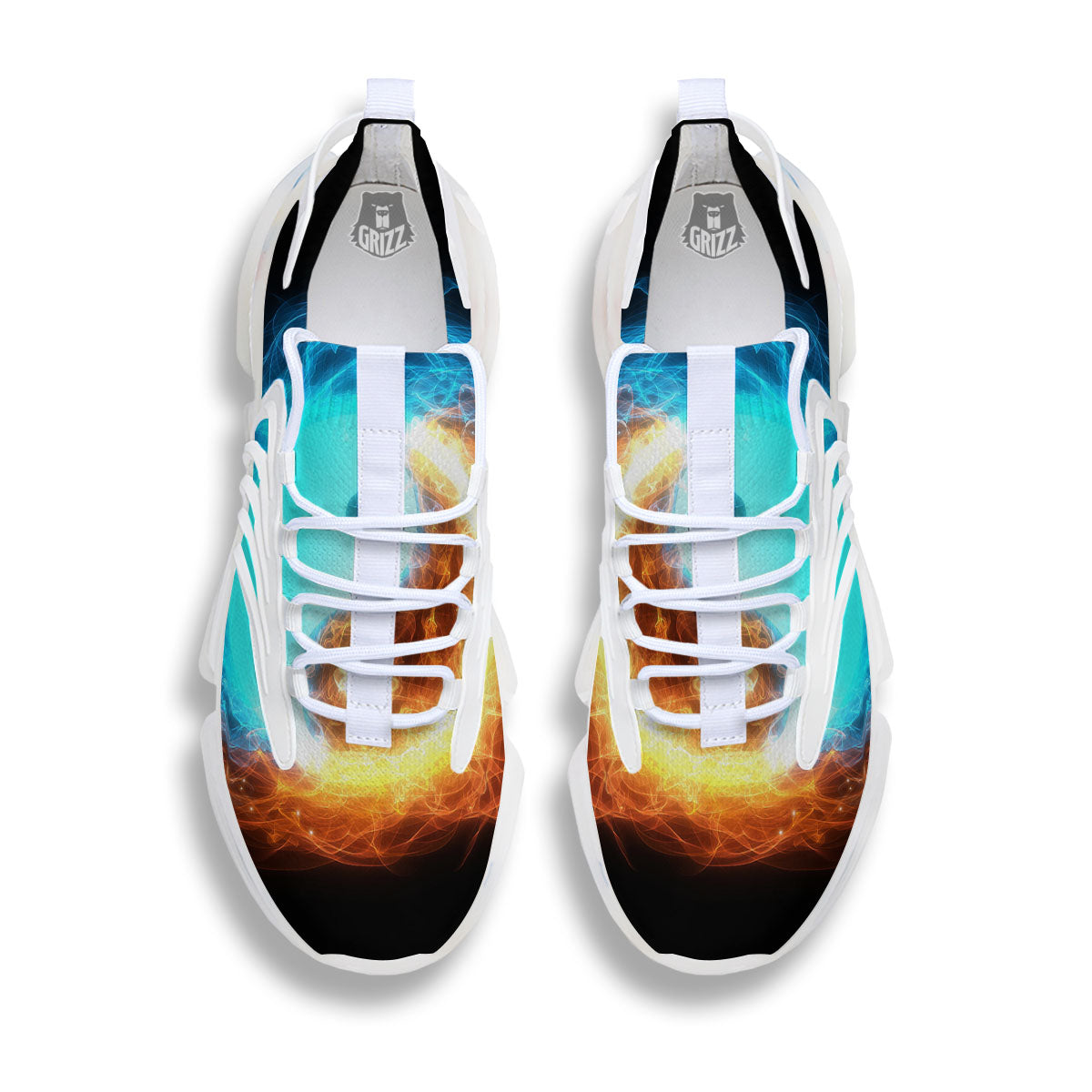 Ice And Fire Sparkle Yin Yang Print White Gym Shoes-grizzshop