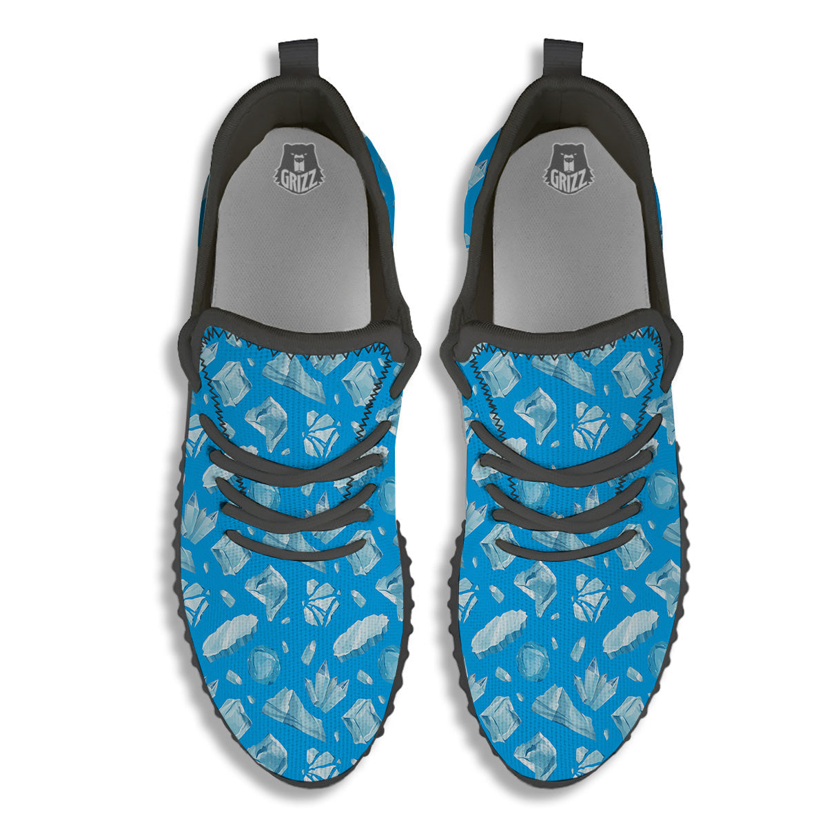 Ice Caps Snowdrifts And Icicles Print Pattern Black Walking Shoes-grizzshop
