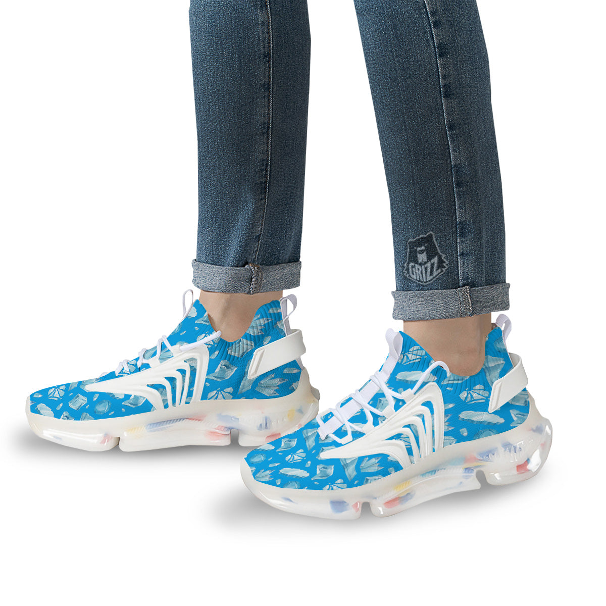Ice Caps Snowdrifts And Icicles Print Pattern White Gym Shoes-grizzshop