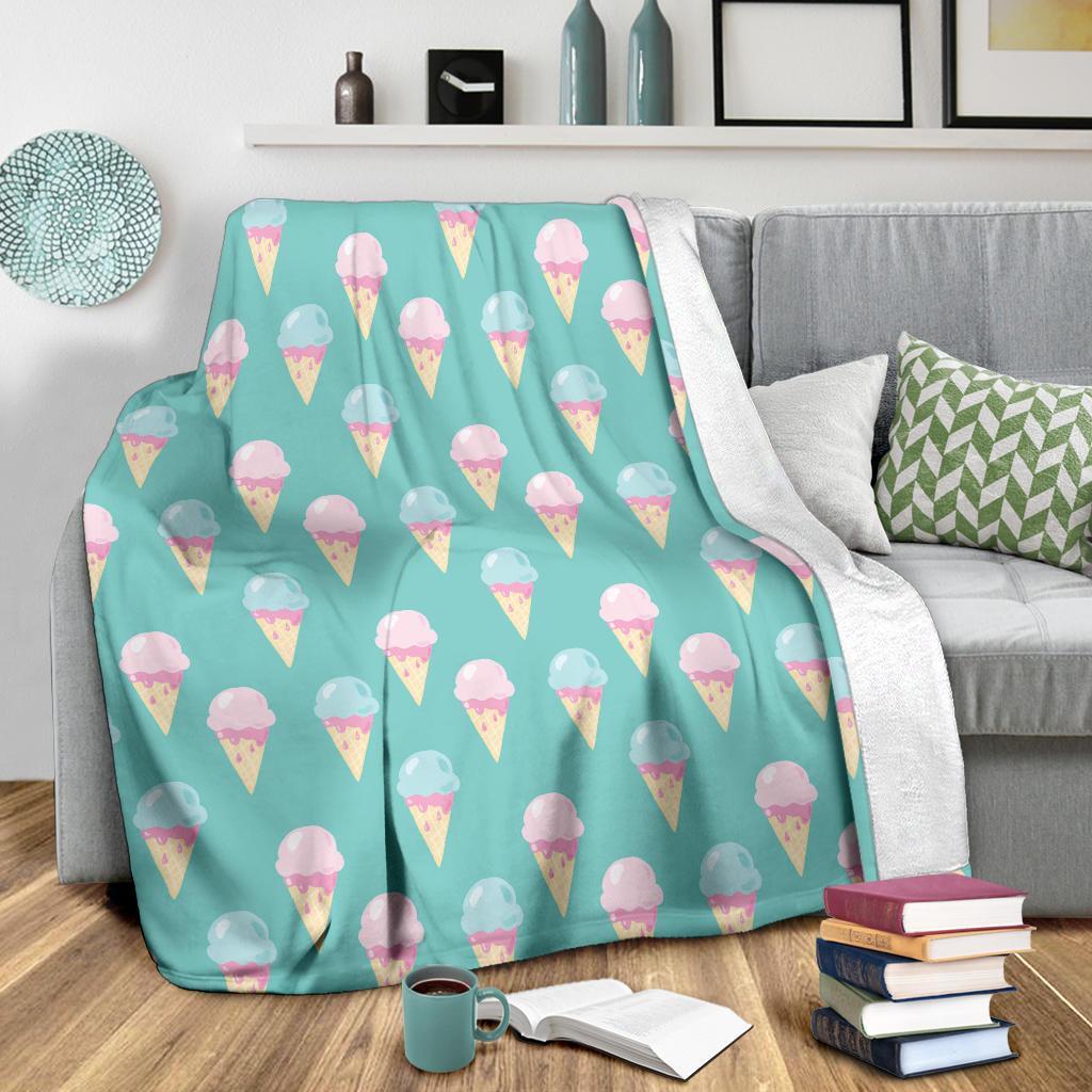 Ice Cream Cone Pastel Pattern Print Blanket-grizzshop