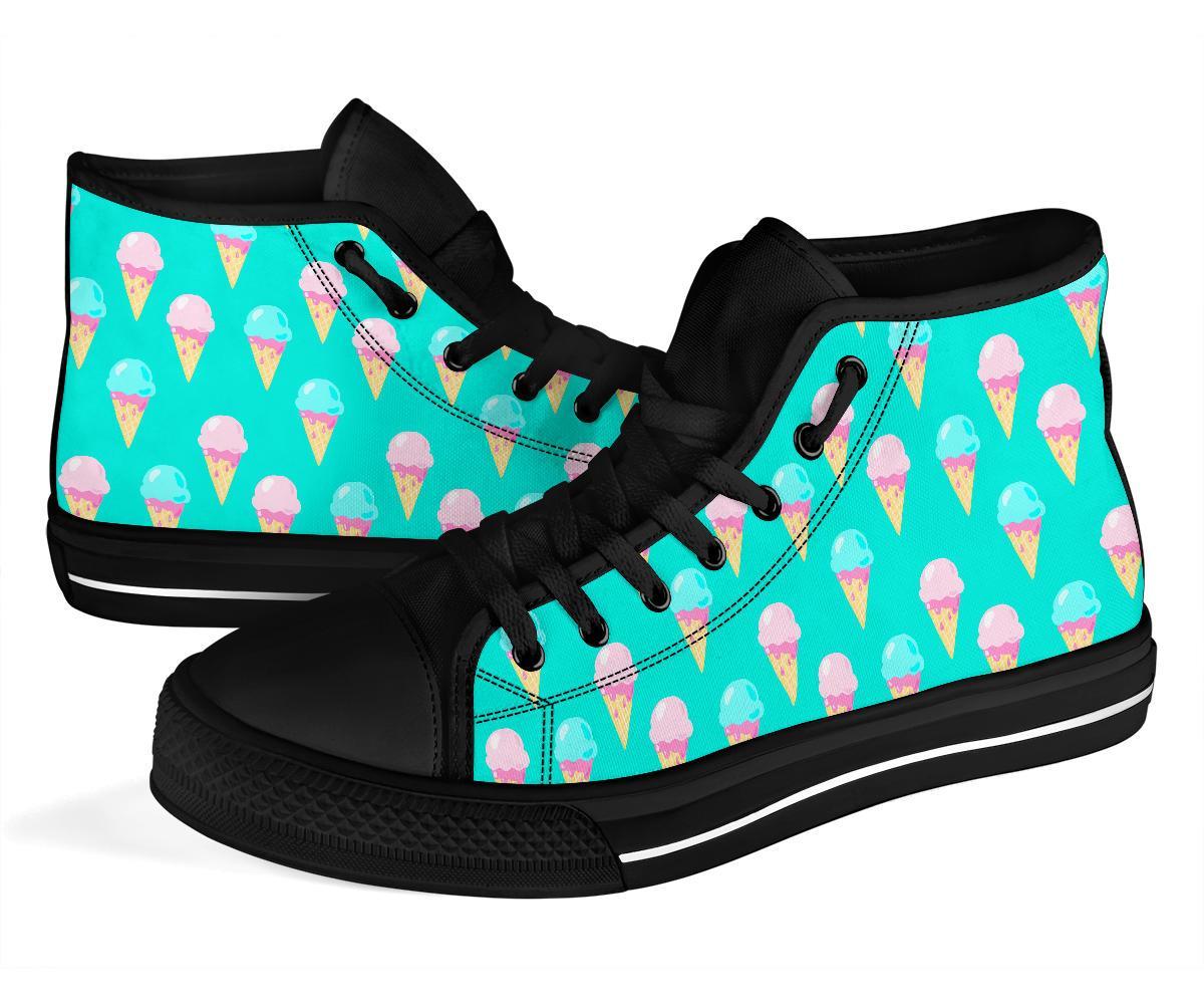 Ice Cream Cone Pastel Pattern Print Men Women's High Top Shoes-grizzshop