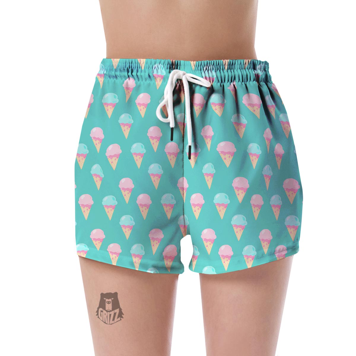 Ice Cream Cone Pastel Pattern Print Women's Shorts-grizzshop