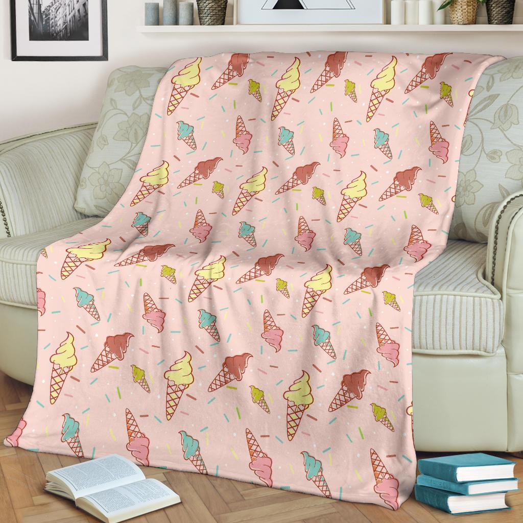 Ice Cream Cone Pattern Print Blanket-grizzshop