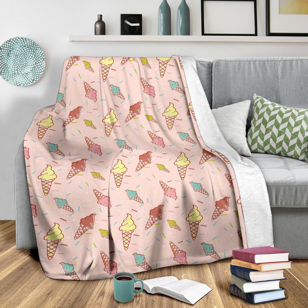 Ice Cream Cone Pattern Print Blanket-grizzshop
