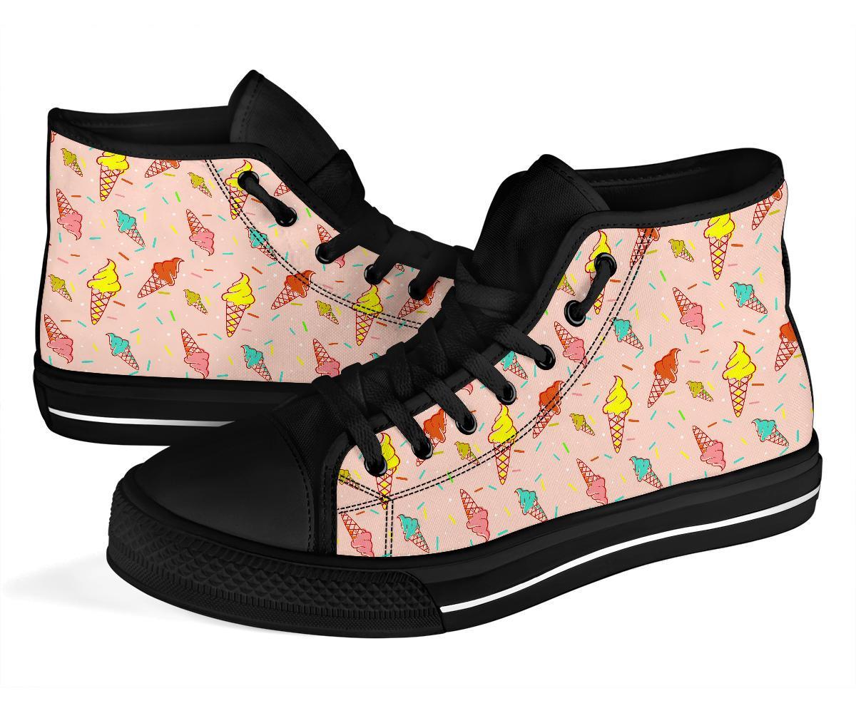 Ice Cream Cone Pattern Print Men Women's High Top Shoes-grizzshop