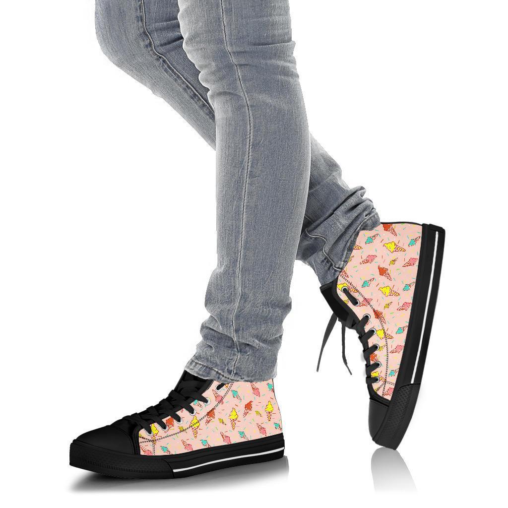 Ice Cream Cone Pattern Print Men Women's High Top Shoes-grizzshop