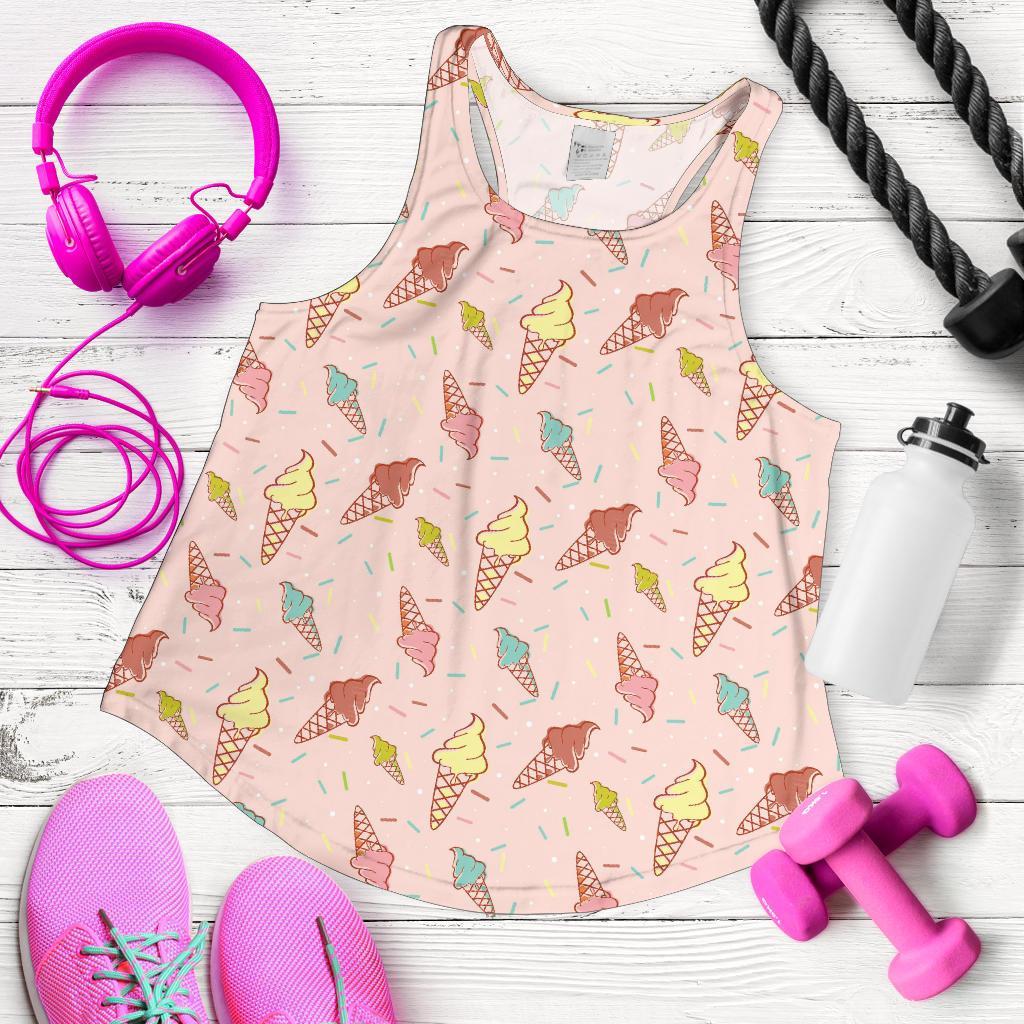 Ice Cream Cone Pattern Print Racerback Tank Tops-grizzshop