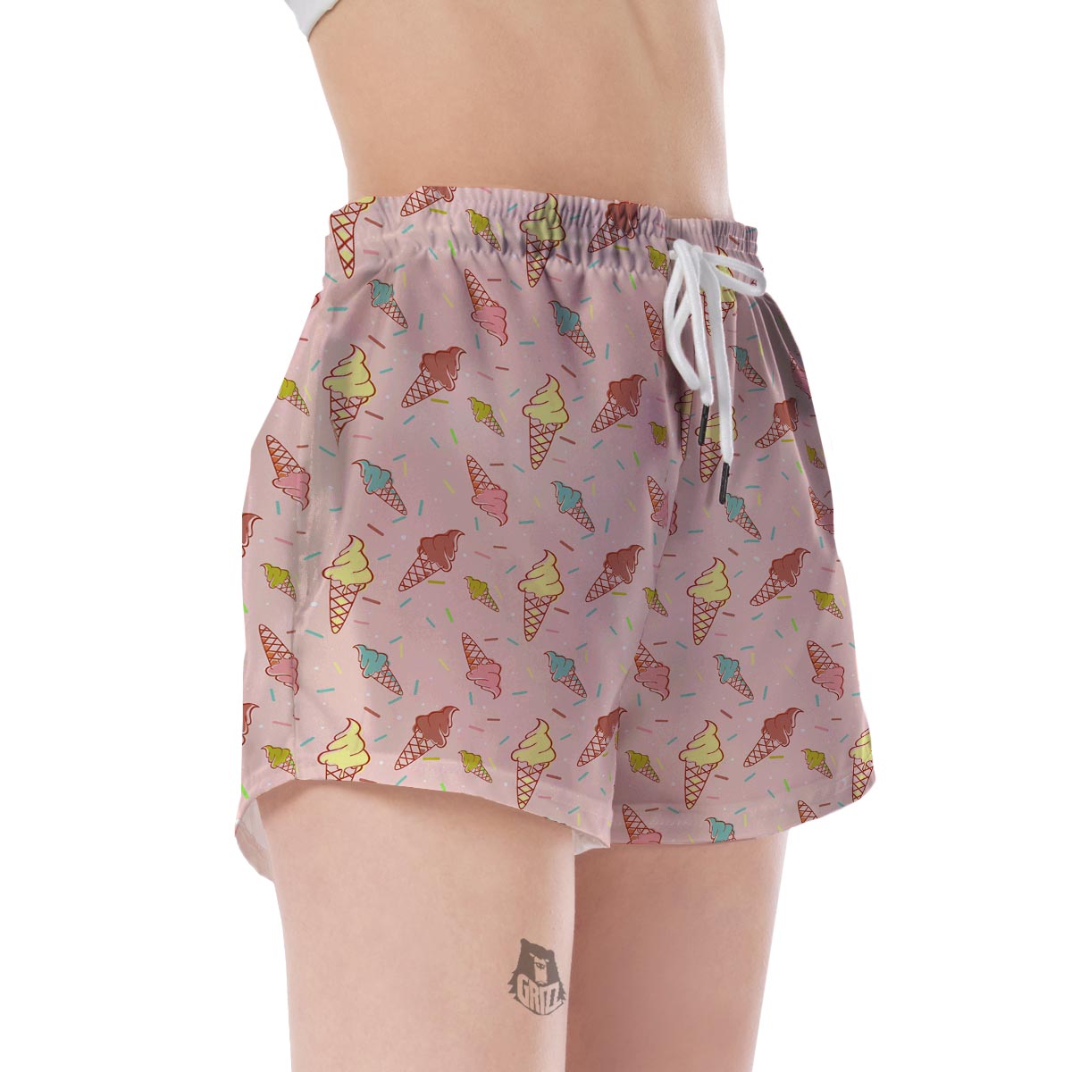 Ice Cream Cone Pattern Print Women's Shorts-grizzshop