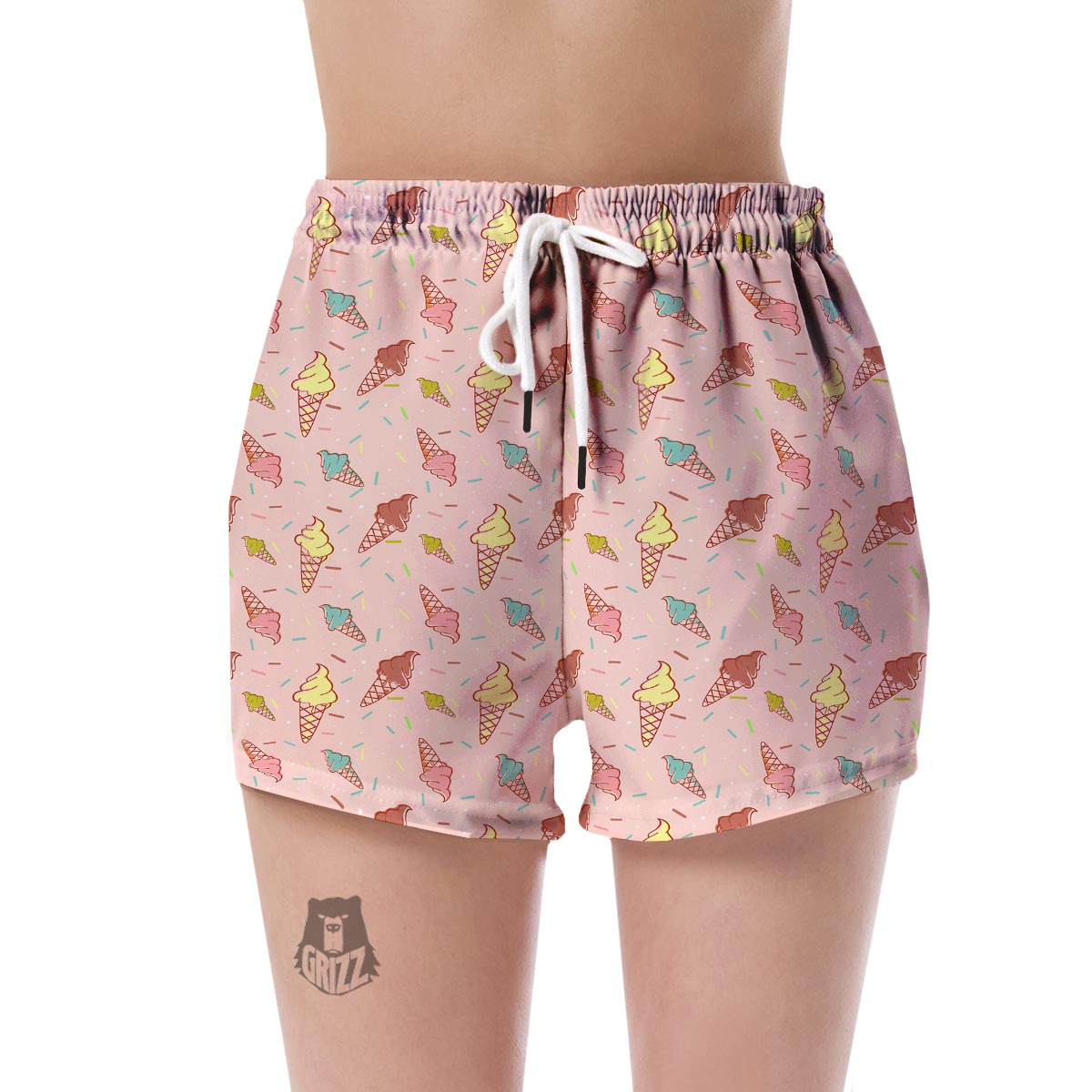 Ice Cream Cone Pattern Print Women's Shorts-grizzshop