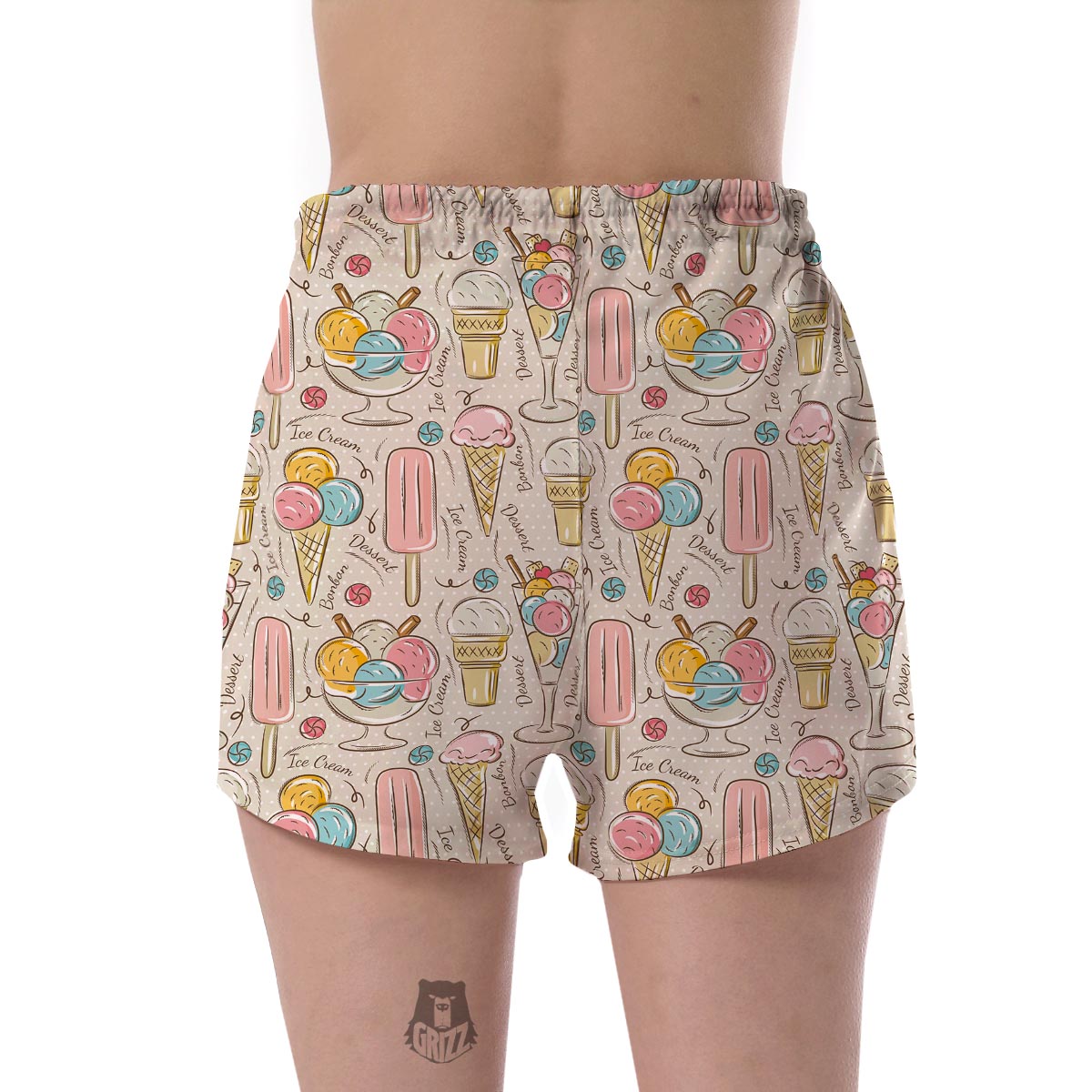 Ice Cream Cone Print Pattern Women's Shorts-grizzshop