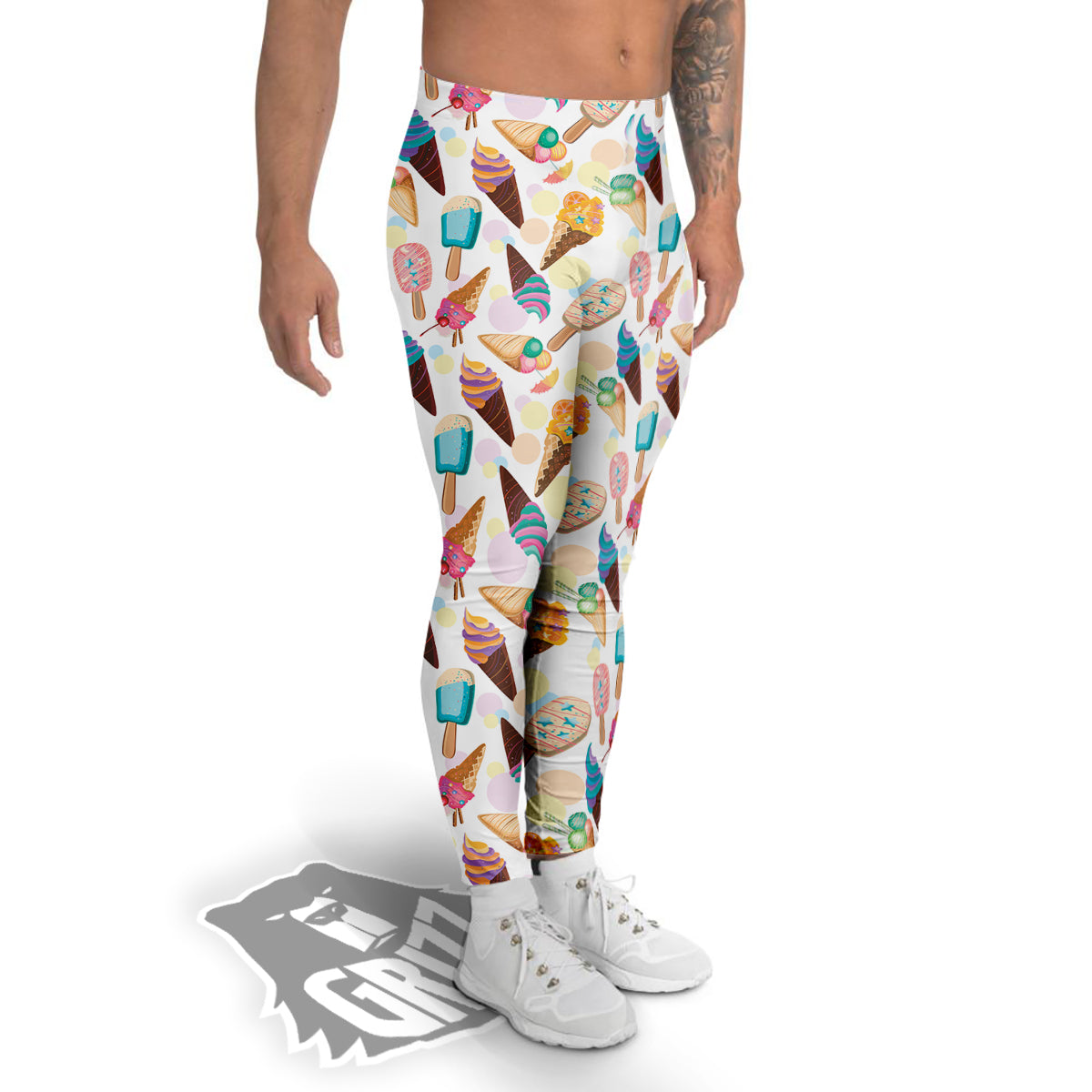 Ice Cream Cones Pastel Print Pattern Men's Leggings-grizzshop