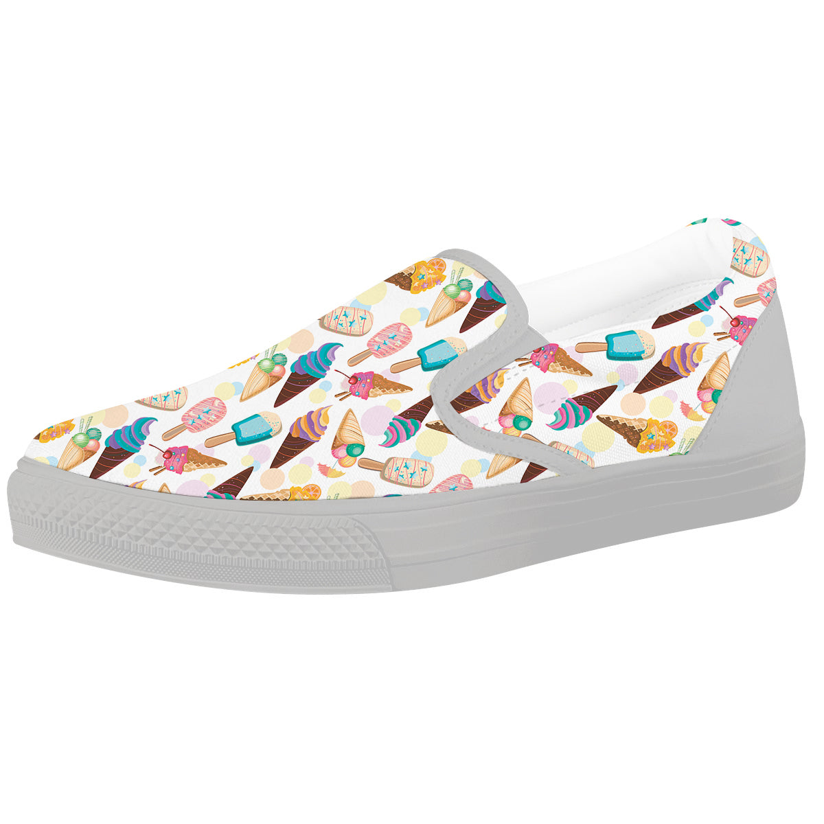 Ice Cream Cones Pastel Print Pattern White Slip On Shoes-grizzshop