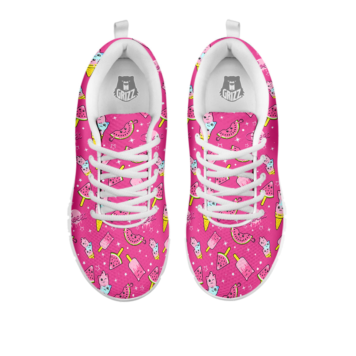 Ice Cream Cute Print Pattern White Sneaker-grizzshop