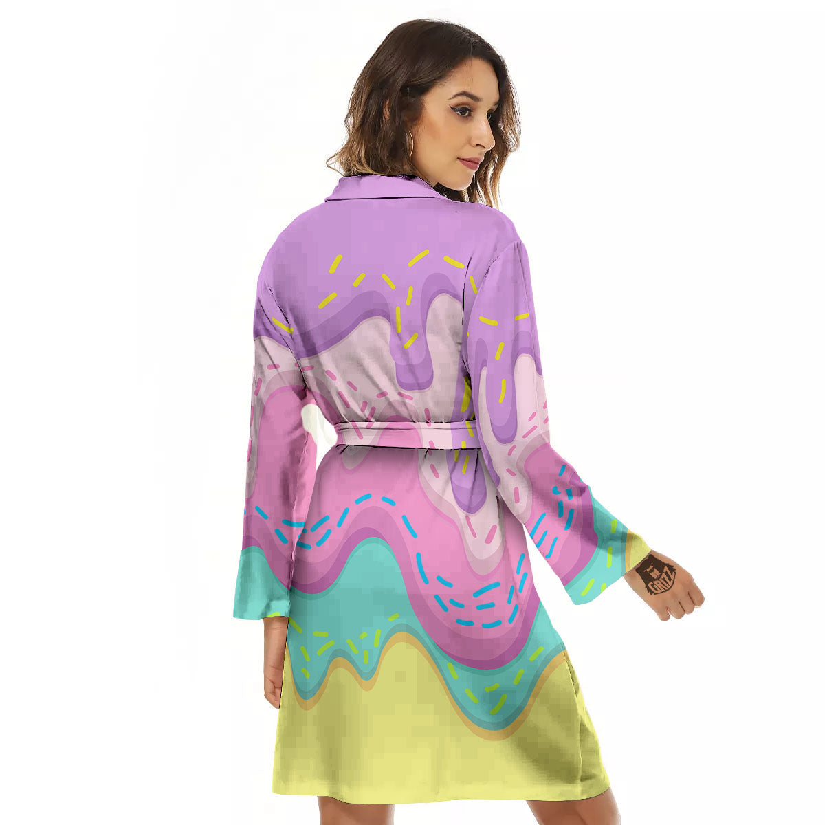 Ice Cream Dripping Pastel Print Women's Robe-grizzshop