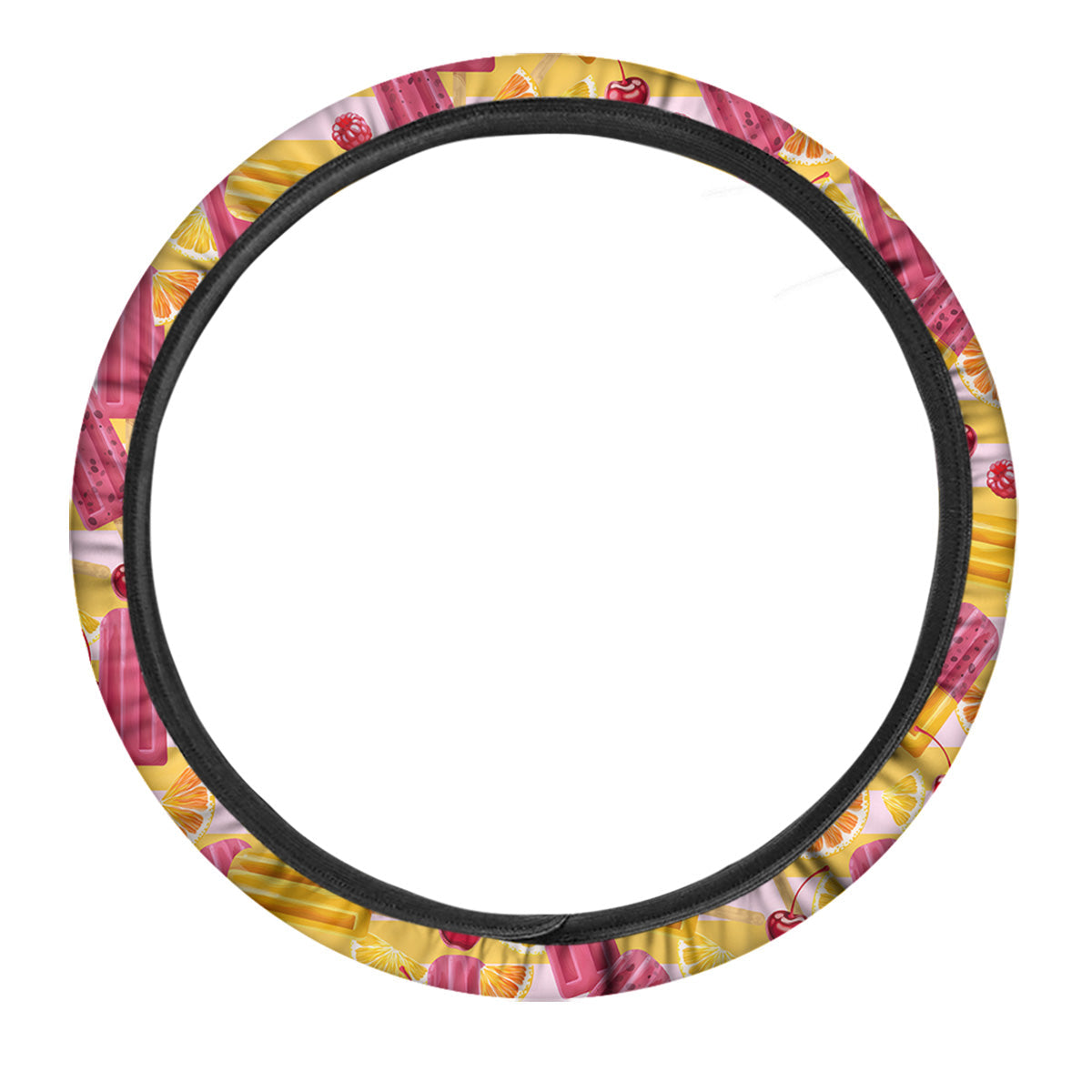 Ice Cream Fruits And Berries Print Pattern Car Steering Wheel Cover-grizzshop