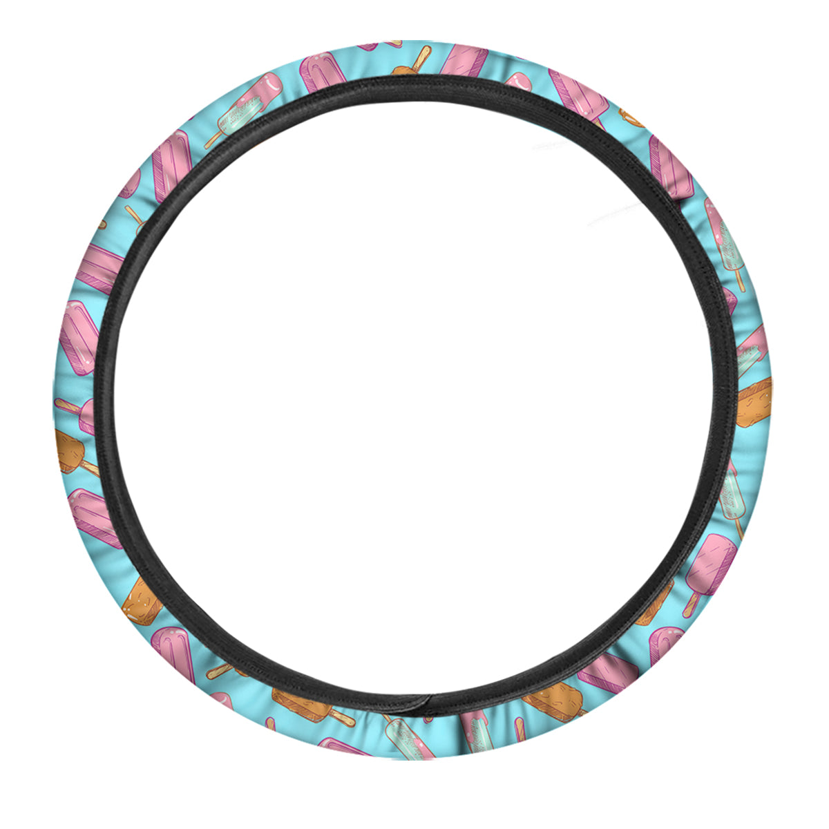 Ice Cream Pink And Brown Print Pattern Car Steering Wheel Cover-grizzshop