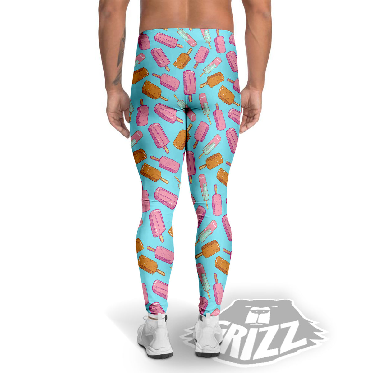 Ice Cream Pink And Brown Print Pattern Men's Leggings-grizzshop