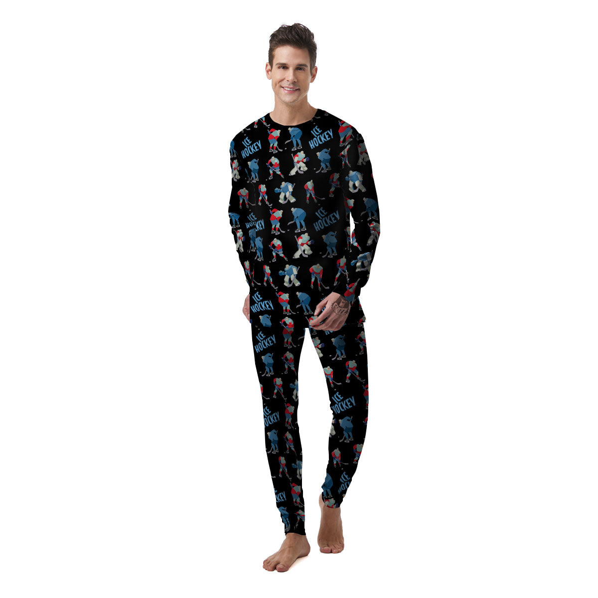 Ice Hockey Players Print Pattern Men's Pajamas-grizzshop