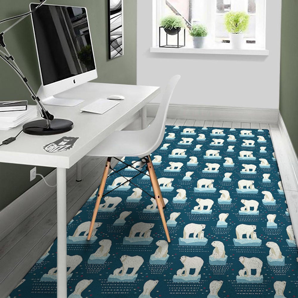 Ice Polar Bear Print Pattern Floor Mat-grizzshop