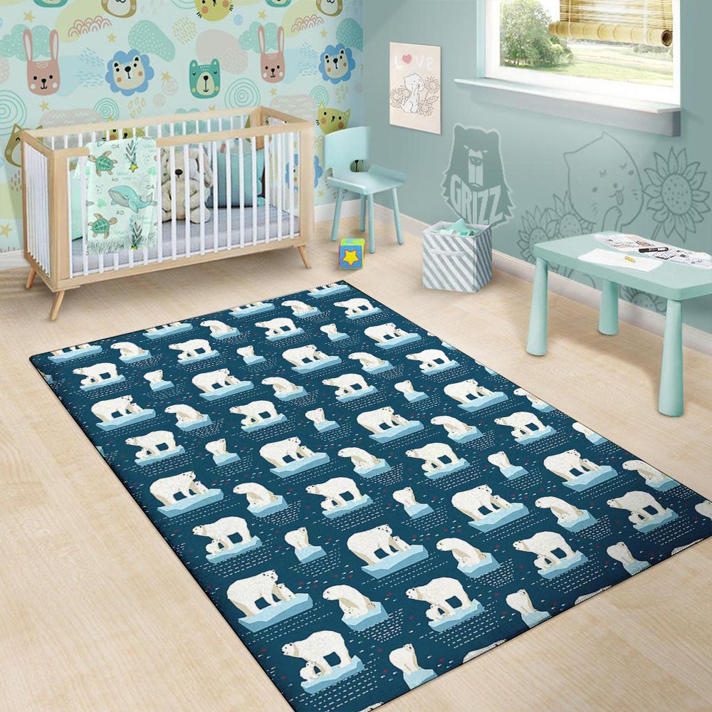 Ice Polar Bear Print Pattern Floor Mat-grizzshop