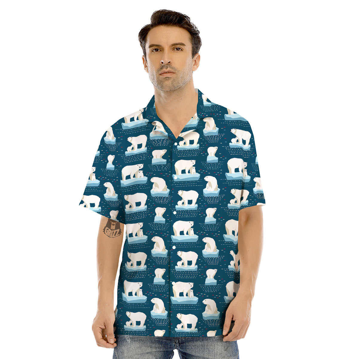 Ice Polar Bear Print Pattern Men's Hawaiian Shirt-grizzshop