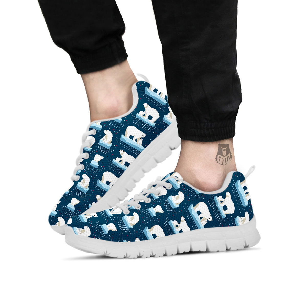 Ice Polar Bear Print Pattern White Sneaker-grizzshop
