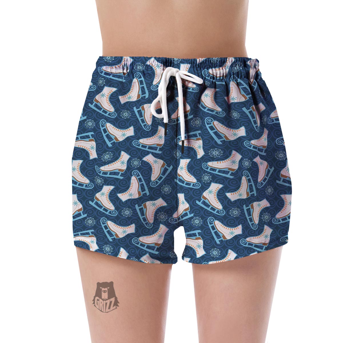 Ice Skate Pattern Print Women's Shorts-grizzshop