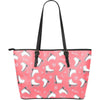 Ice Skate Pink Pattern Print Leather Tote Bag-grizzshop