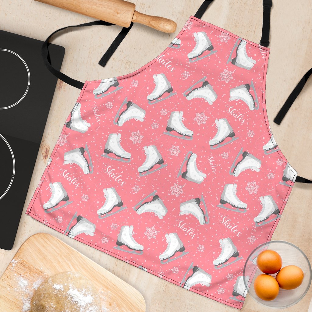 Ice Skate Pink Pattern Print Women's Apron-grizzshop